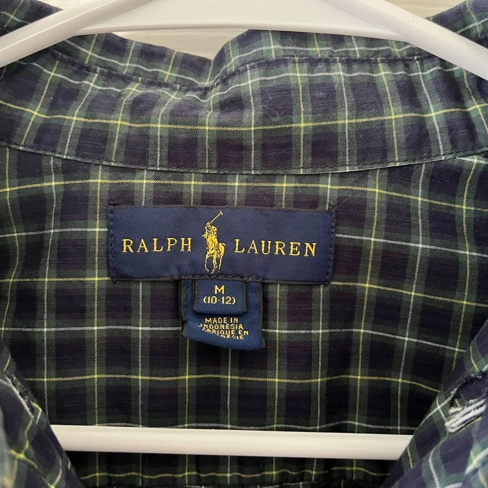 Ralph Lauren Boys Blue and Green Plaid Shirt